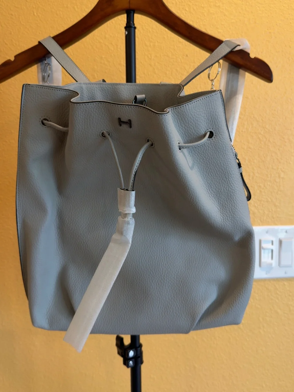 H by Halston NWOT leather backpack with dust bag